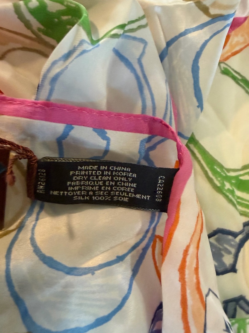 NWT Coach Multicolor Silk Scarf with Pink Trim - Picture 6 of 8